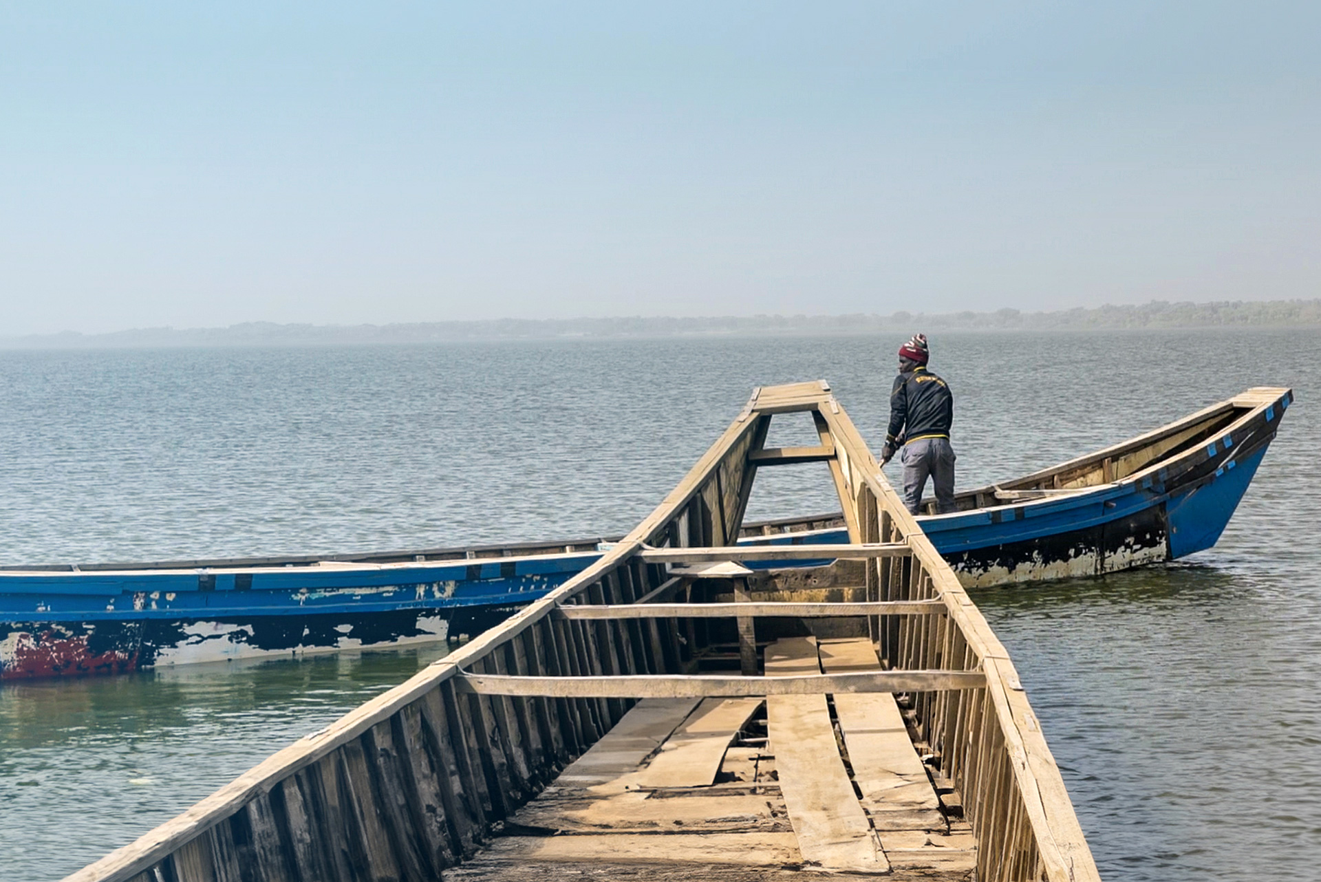 A man in a boat on Lake Chad