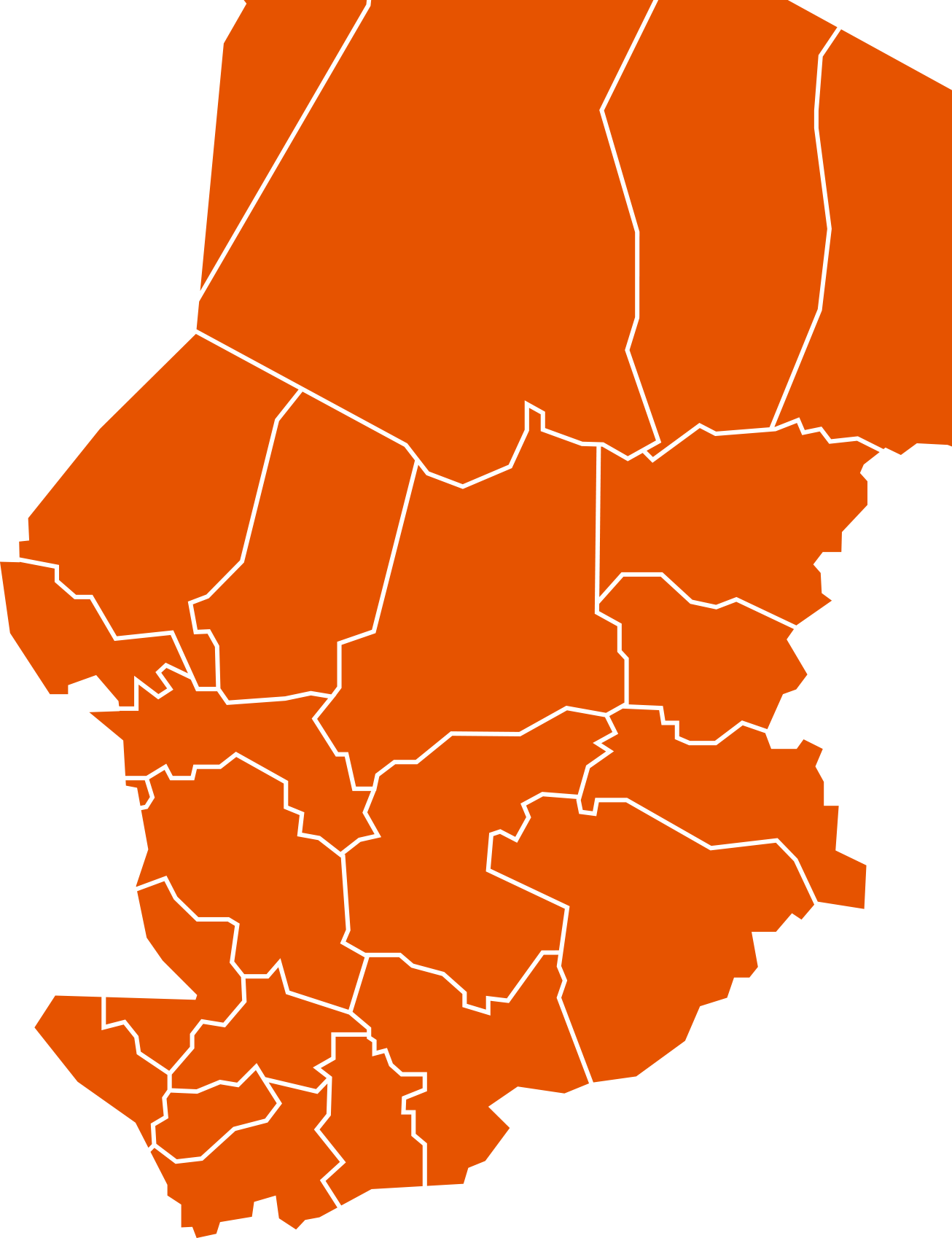 Map showing the boundaries of all the provinces of Chad